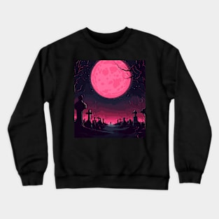 Nighttime Melancholy Under the Pink Full Moon Crewneck Sweatshirt